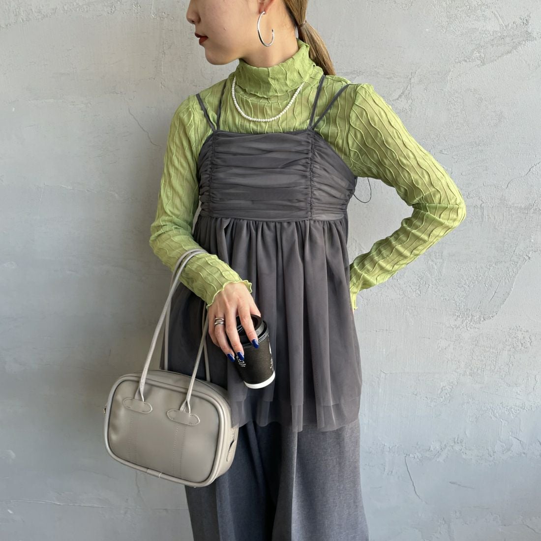 07 GRAY&&モデル身長：156cm 着用サイズ：F&&