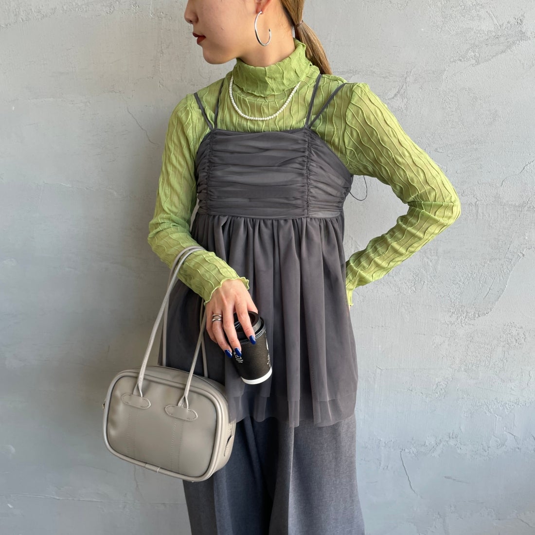 07 GRAY&&モデル身長：156cm 着用サイズ：F&&