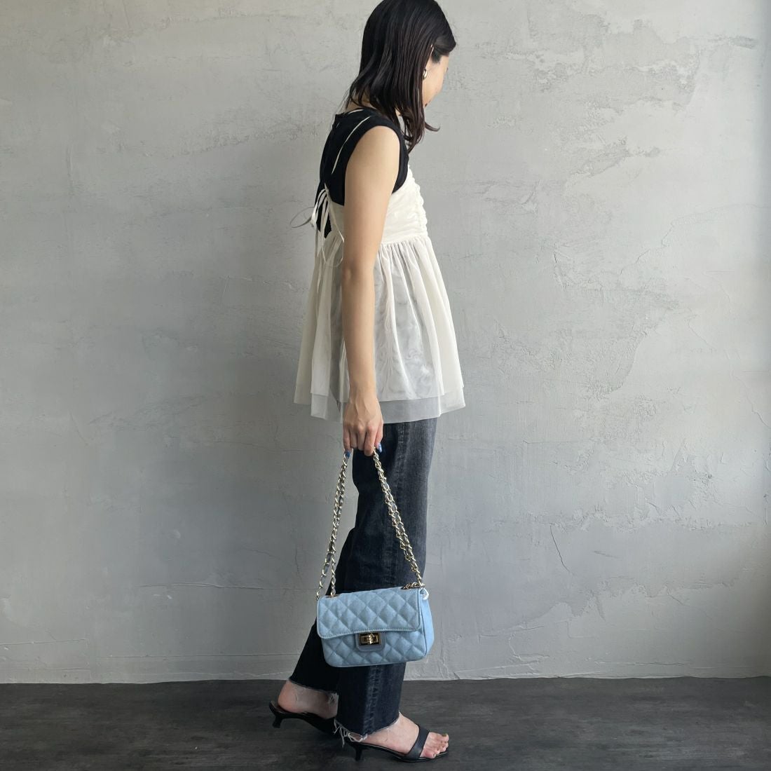 By/m [バイエム] ギャザーチュールキャミソール [24112008] 02 OFF &&モデル身長：163cm 着用サイズ：F&&