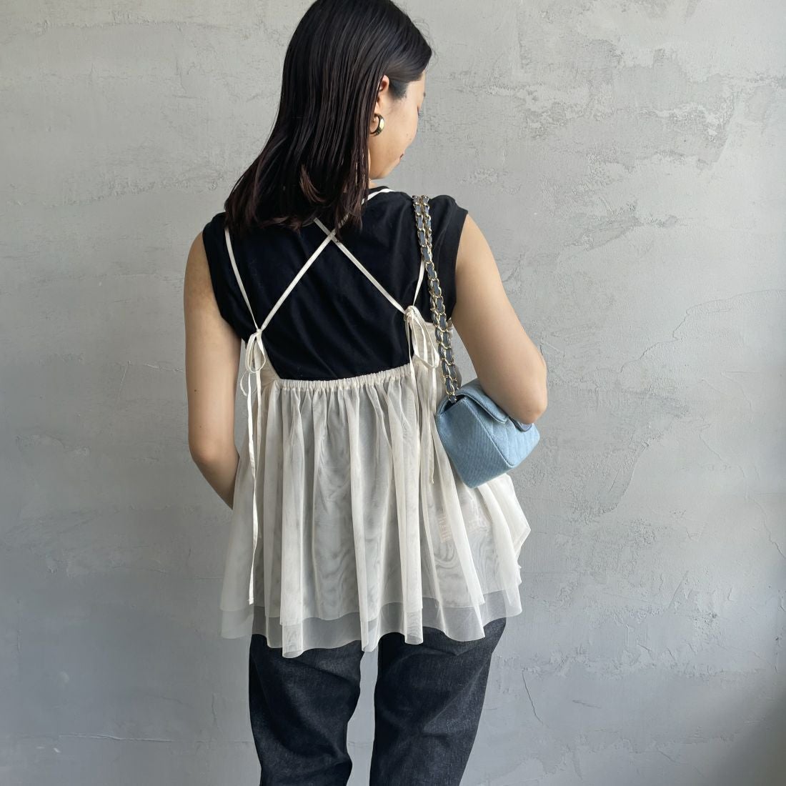 By/m [バイエム] ギャザーチュールキャミソール [24112008]｜ジーンズ