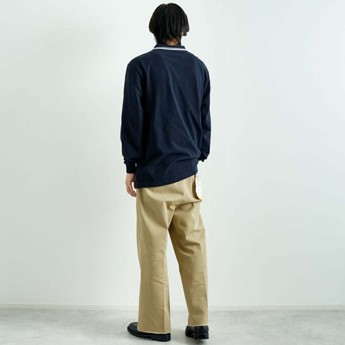 FRED PERRY [フレッドペリー] ツインティップライン ロングスリーブポロシャツ [M3636] 238 NVY/WH &&モデル身長：173cm 着用サイズ：M&&
