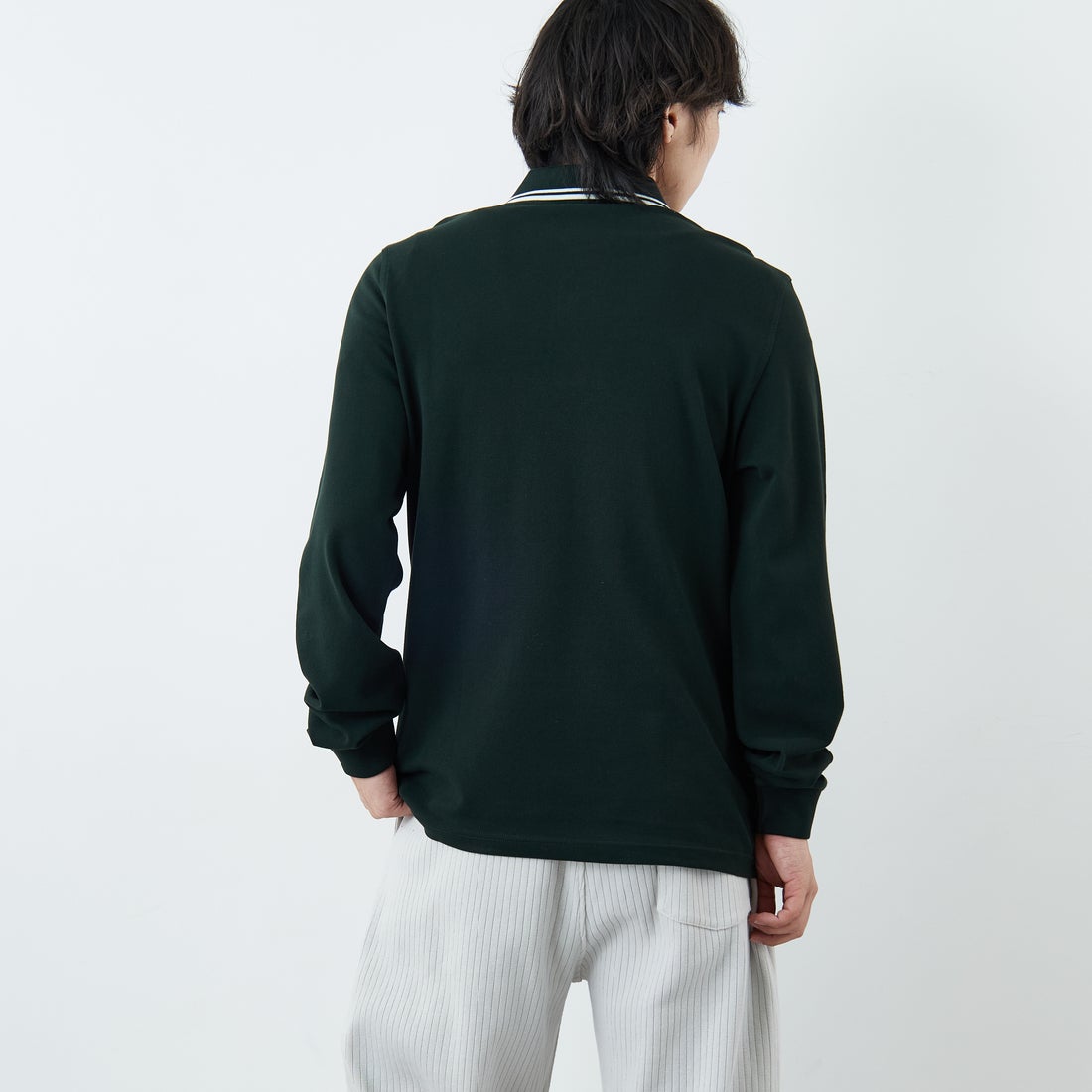 FRED PERRY [フレッドペリー] ツインティップライン ロングスリーブポロシャツ [M3636] T50 NIGHTG &&モデル身長：179cm 着用サイズ：L&&