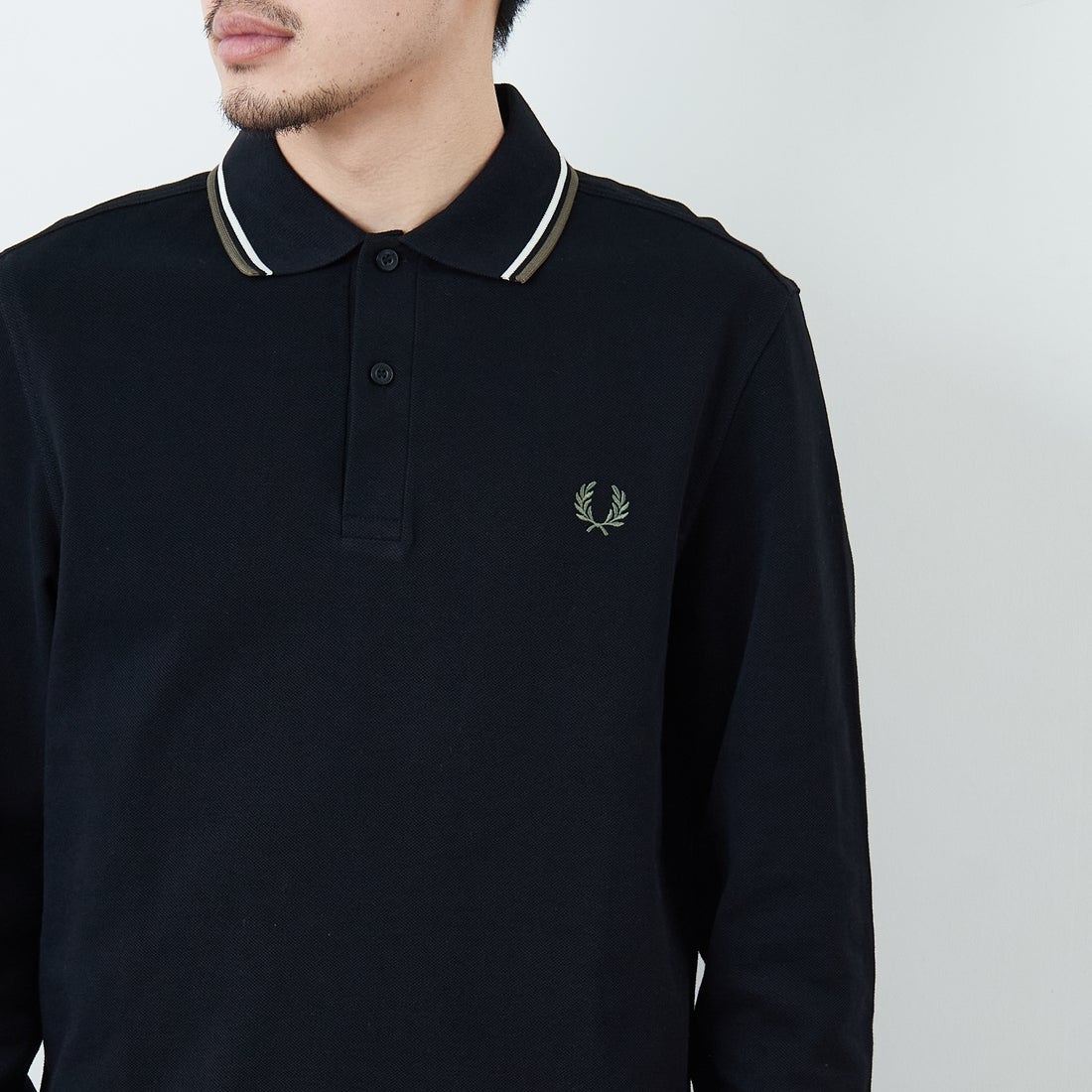 FRED PERRY [フレッドペリー] ツインティップライン ロングスリーブポロシャツ [M3636] W54 BLK/EC