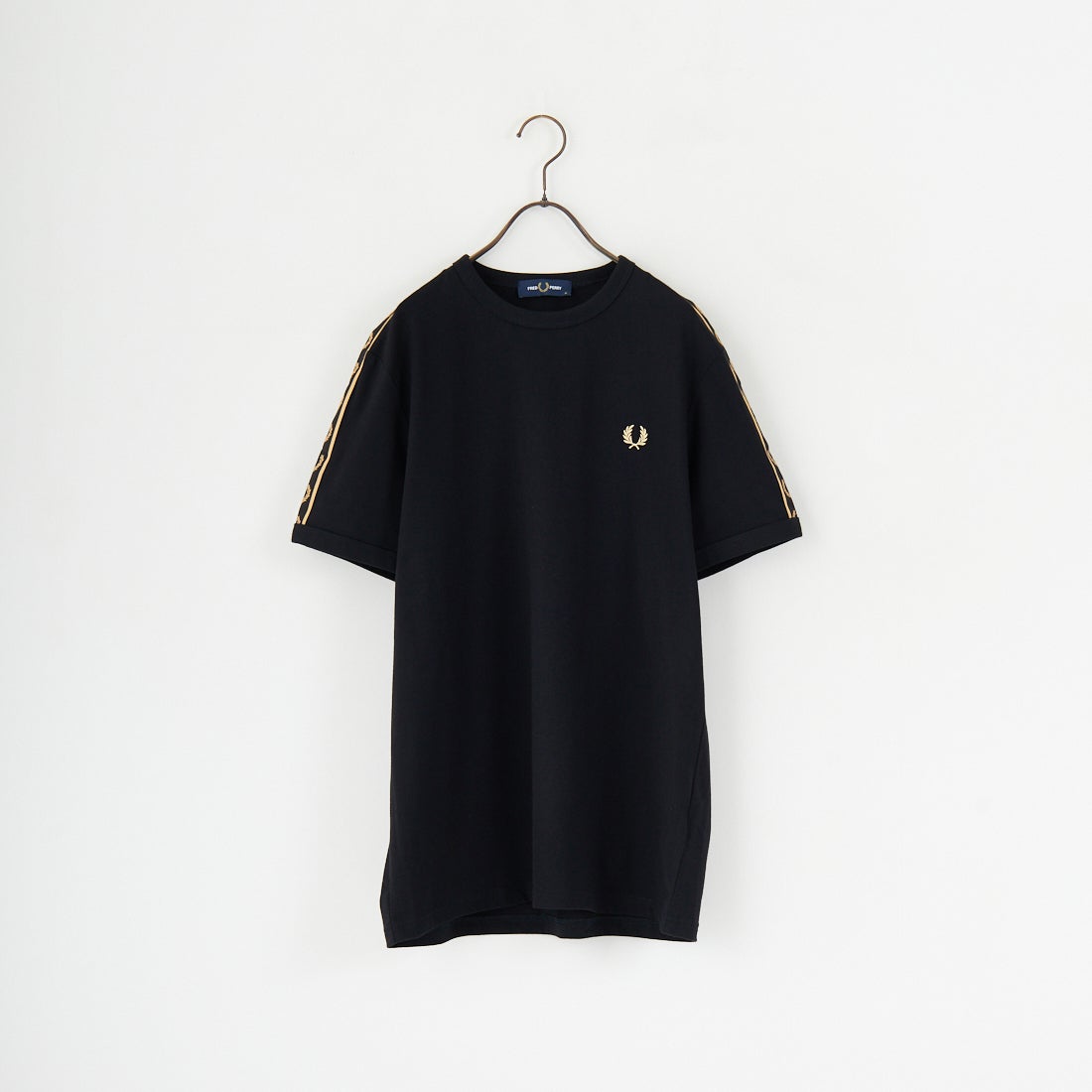 FRED PERRY [フレッドペリー] コントラストトラックテープ ショートスリーブリンガーTシャツ [M4613] 90A BLACK/