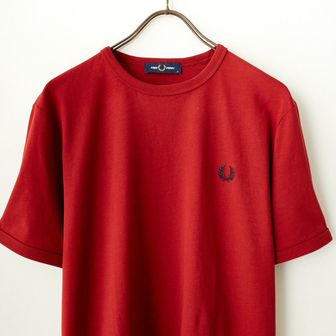 FRED PERRY [フレッドペリー] ワンポイントロゴ刺繍 ショートスリーブ リンガーTシャツ [M3519]  M02 BURNT