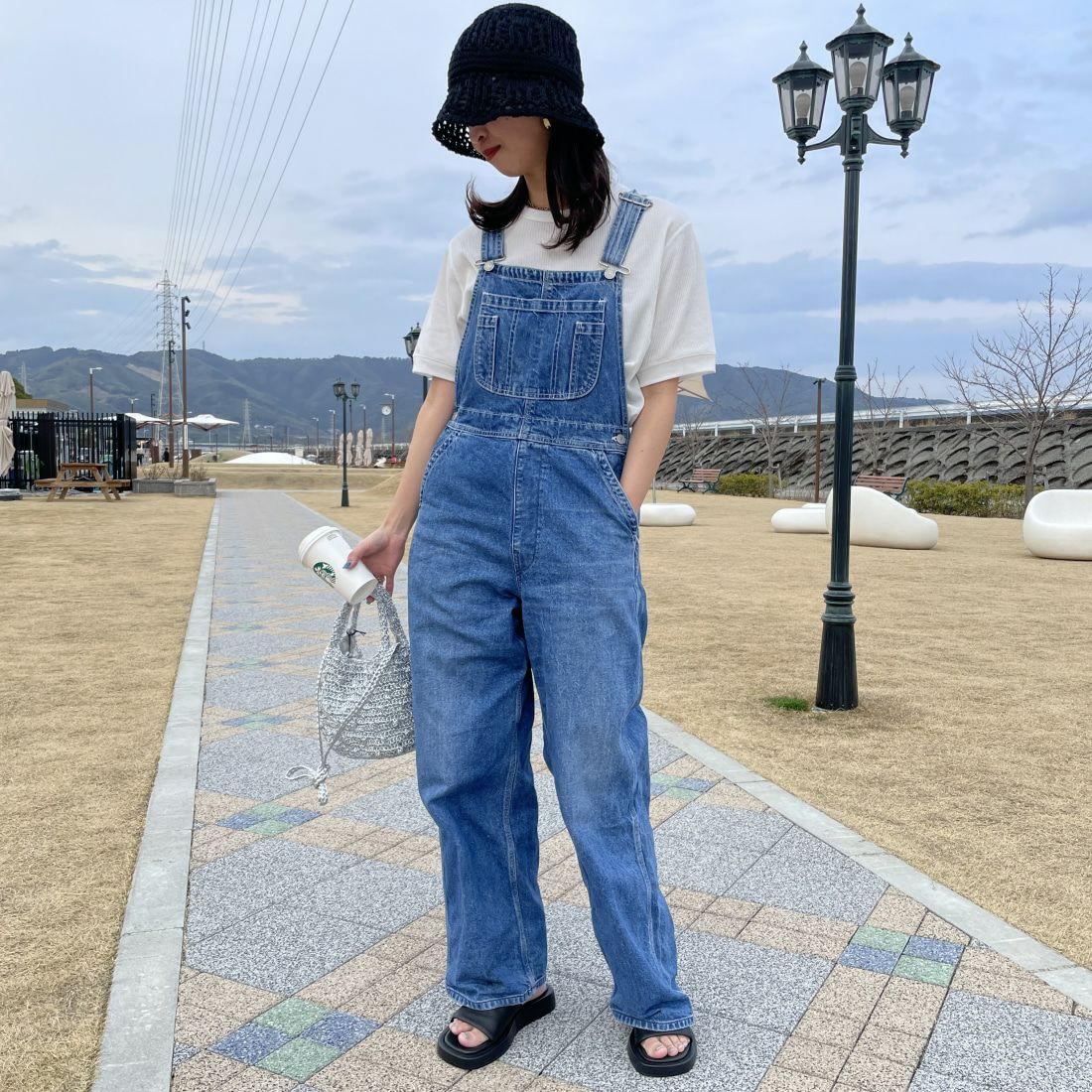 Health knit [ヘルスニット] 別注 ワッフルクルーネックTシャツ [HR24S-L022IN-JF] OFF&&モデル身長：163cm　着用サイズ：F&&