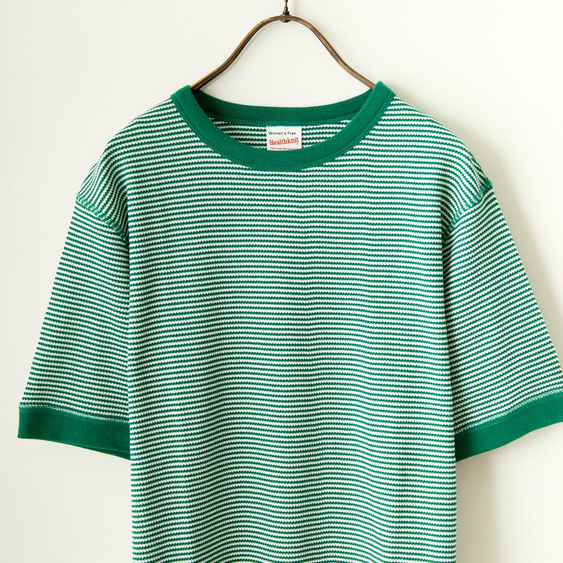 Health knit [ヘルスニット] 別注 ワッフルクルーネックTシャツ [HR24S-L022IN-JF] GRN/OFF