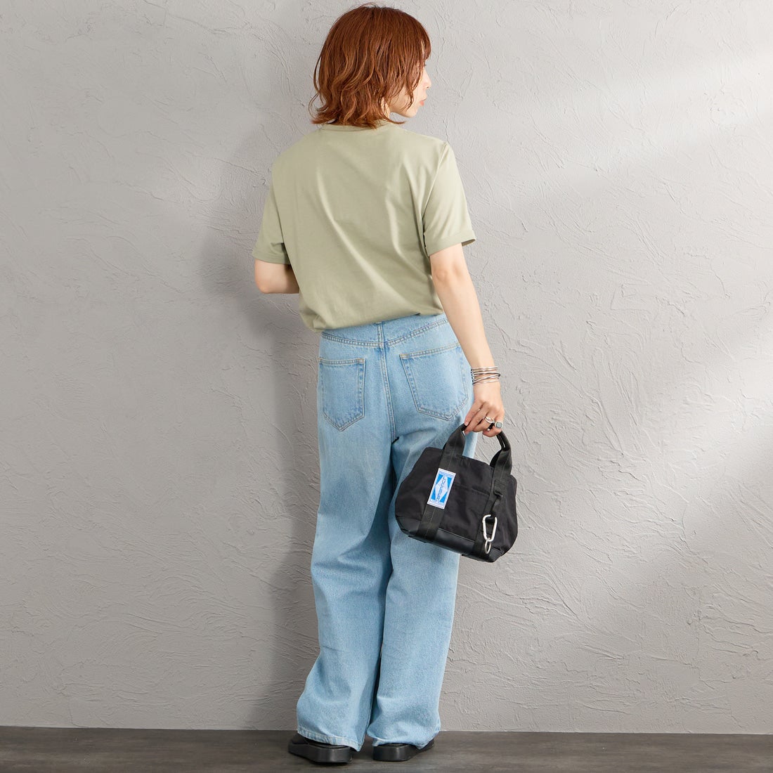 FRED PERRY [フレッドペリー] ワンポイントロゴ刺繍 ショートスリーブ リンガーTシャツ [M3519] R26 SEAGRA &&モデル身長：158cm 着用サイズ：S&&