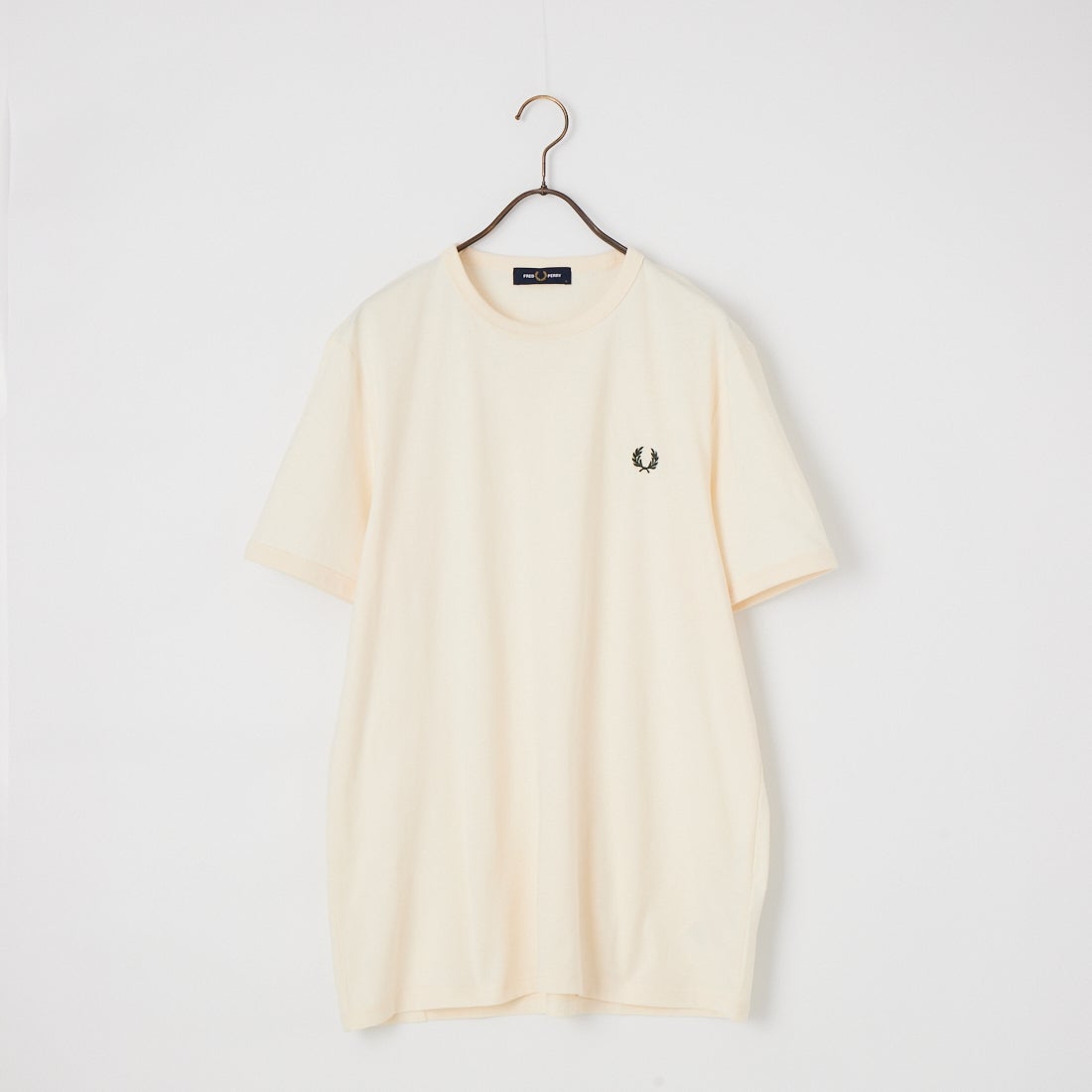 FRED PERRY [フレッドペリー] ワンポイントロゴ刺繍 ショートスリーブ リンガーTシャツ [M3519] 30B ECRU