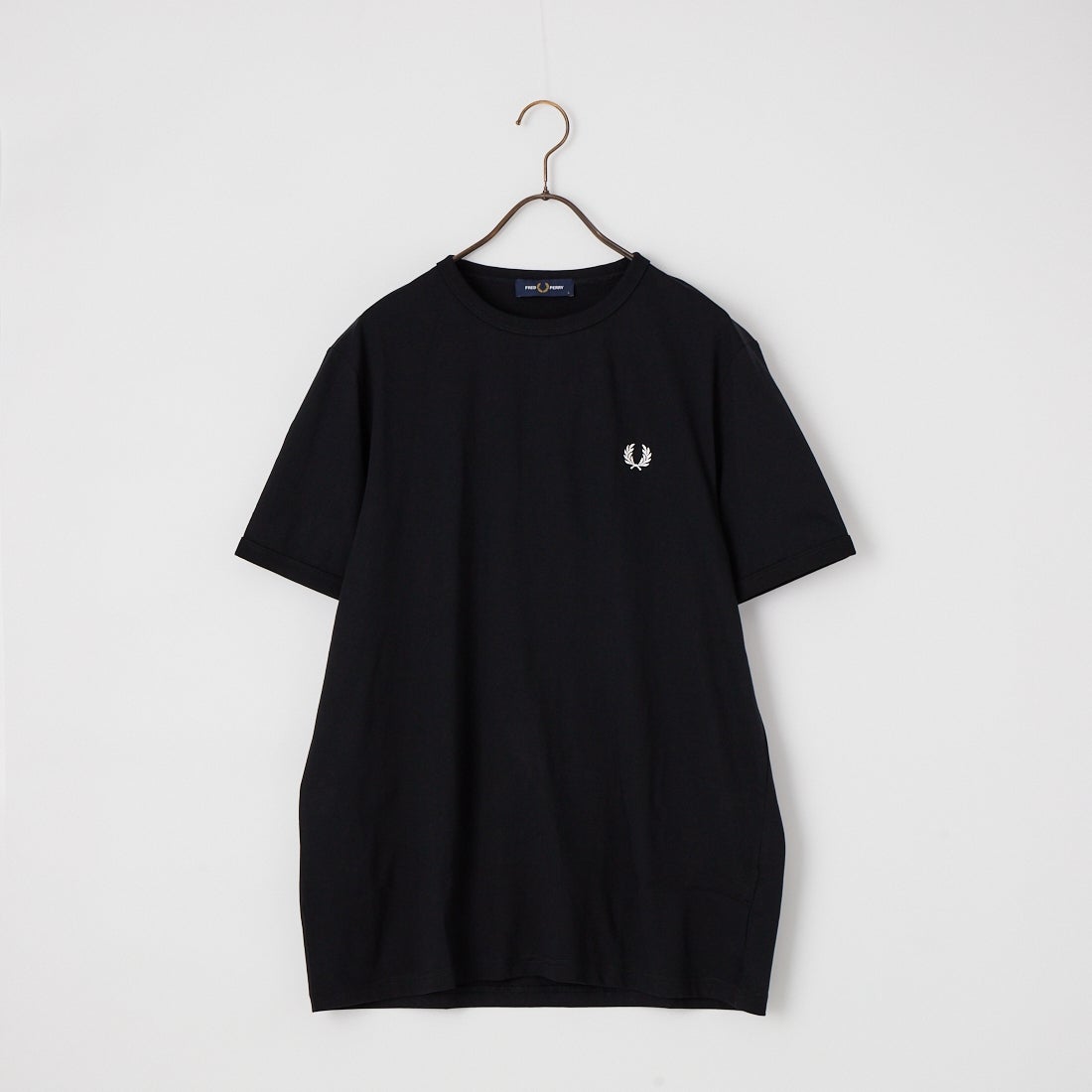 FRED PERRY [フレッドペリー] ワンポイントロゴ刺繍 ショートスリーブ リンガーTシャツ [M3519] 102 BLACK