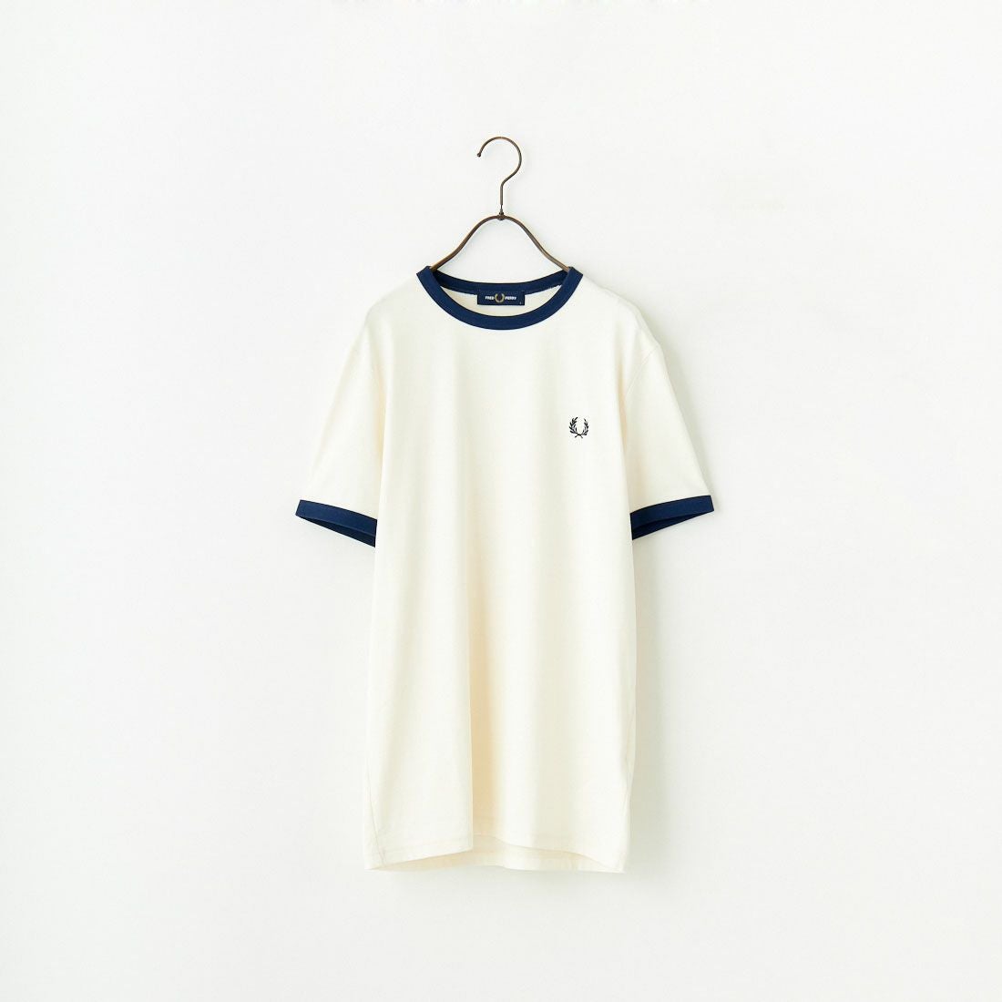 FRED PERRY [フレッドペリー] 別注 ワンポイントロゴ刺繍 ショートスリーブ リンガーTシャツ [M3519-JF] ECR/BLU