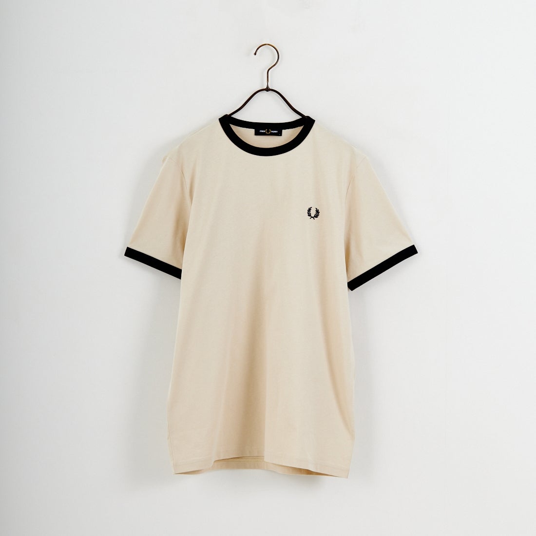 FRED PERRY [フレッドペリー] 別注 ワンポイントロゴ刺繍 ショートスリーブ リンガーTシャツ [M3519-JF] OATMEAL/AN