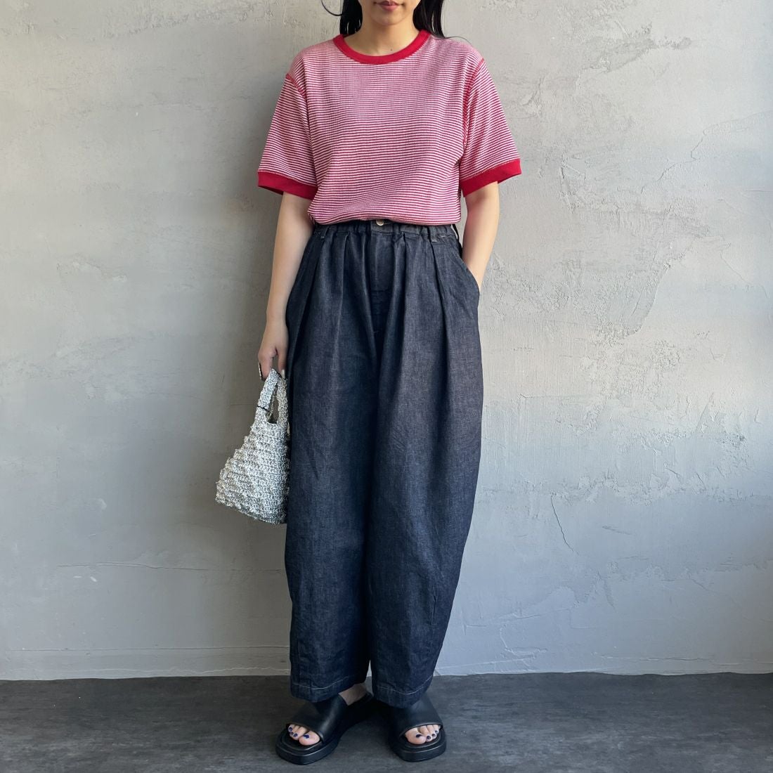 HARVESTY [ハーベスティ] デニムサーカスパンツ [A11801] 98 ONEWASH &&モデル身長：156cm 着用サイズ：0&&