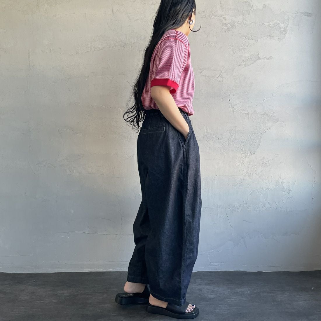 HARVESTY [ハーベスティ] デニムサーカスパンツ [A11801] 98 ONEWASH &&モデル身長：156cm 着用サイズ：0&&