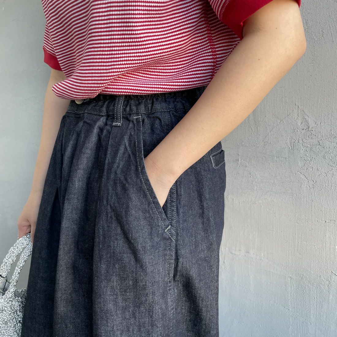 HARVESTY [ハーベスティ] デニムサーカスパンツ [A11801] 98 ONEWASH &&モデル身長：156cm 着用サイズ：0&&