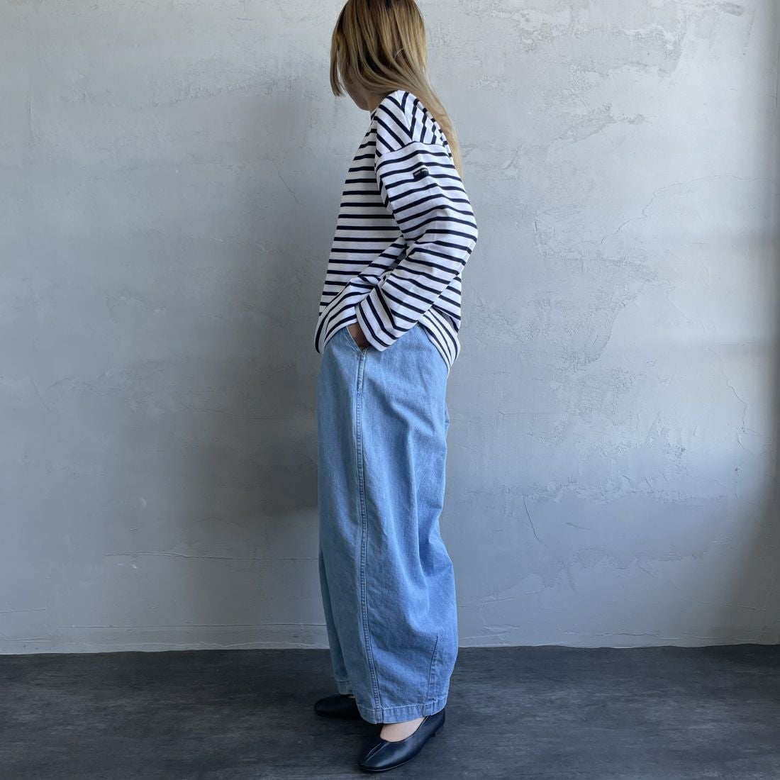 HARVESTY [ハーベスティ] デニムサーカスパンツ [A11801] 93 L.BLUE &&モデル身長：156cm 着用サイズ：1&&