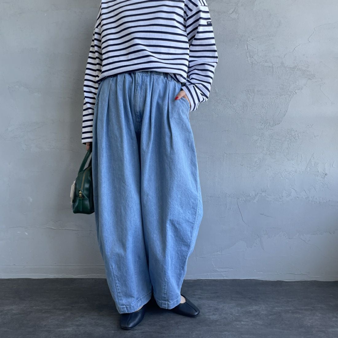 HARVESTY [ハーベスティ] デニムサーカスパンツ [A11801] 93 L.BLUE &&モデル身長：156cm 着用サイズ：1&&