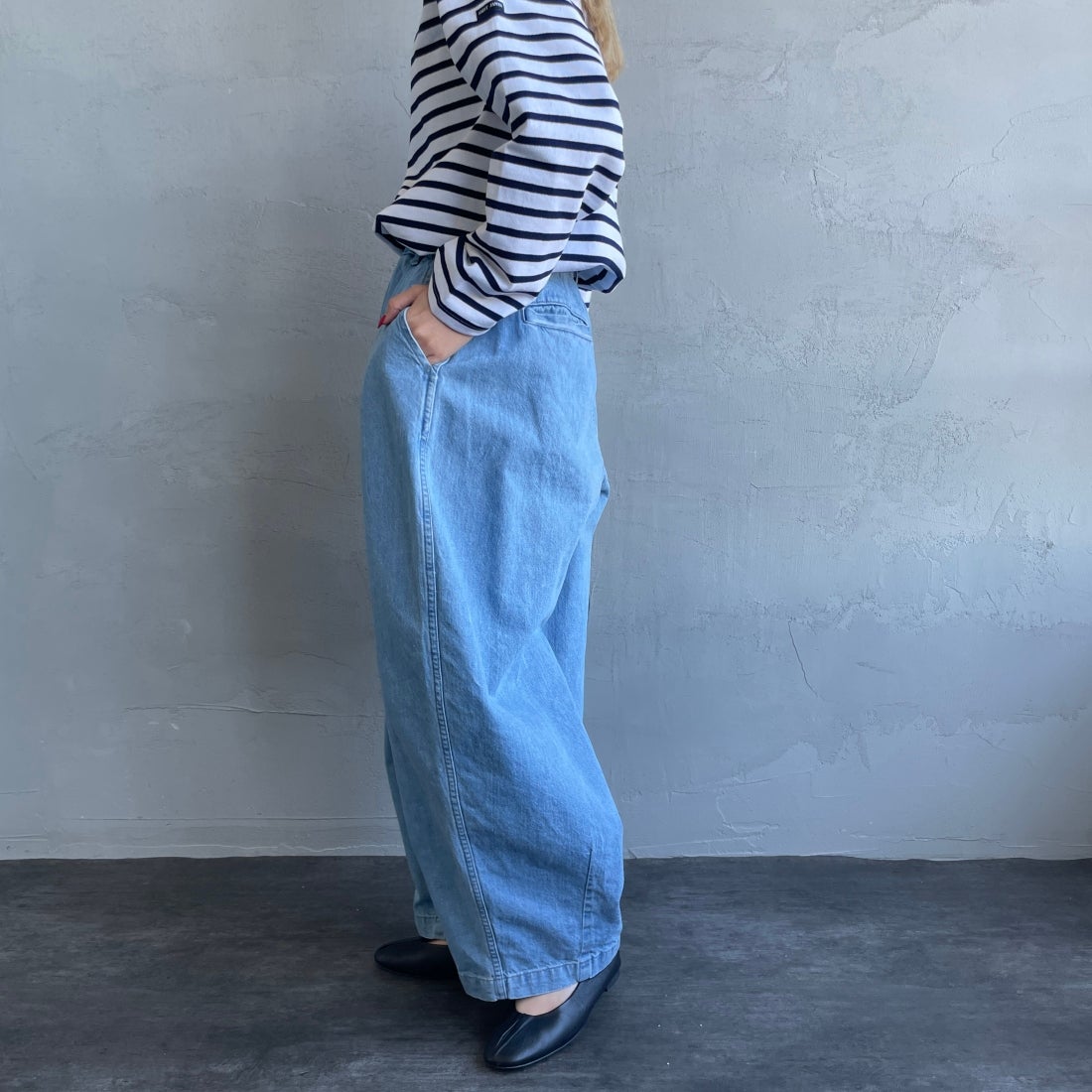 HARVESTY [ハーベスティ] デニムサーカスパンツ [A11801] 93 L.BLUE &&モデル身長：156cm 着用サイズ：1&&