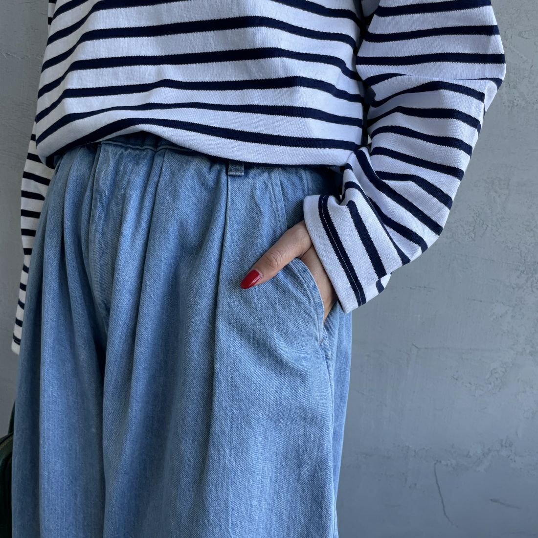 HARVESTY [ハーベスティ] デニムサーカスパンツ [A11801] 93 L.BLUE &&モデル身長：156cm 着用サイズ：1&&