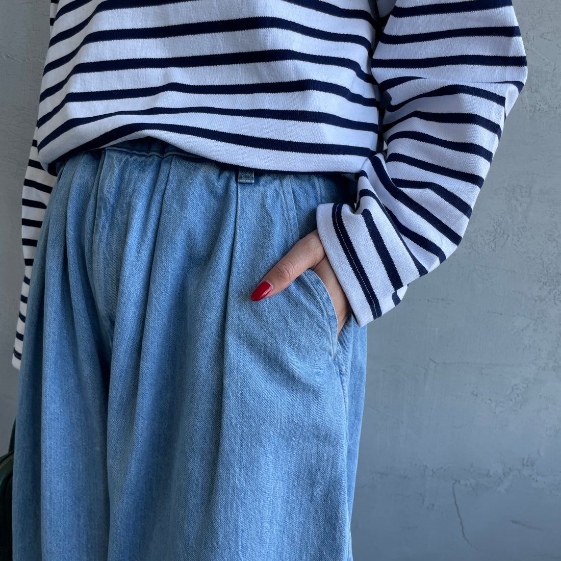 HARVESTY [ハーベスティ] デニムサーカスパンツ [A11801] 93 L.BLUE &&モデル身長：156cm 着用サイズ：1&&