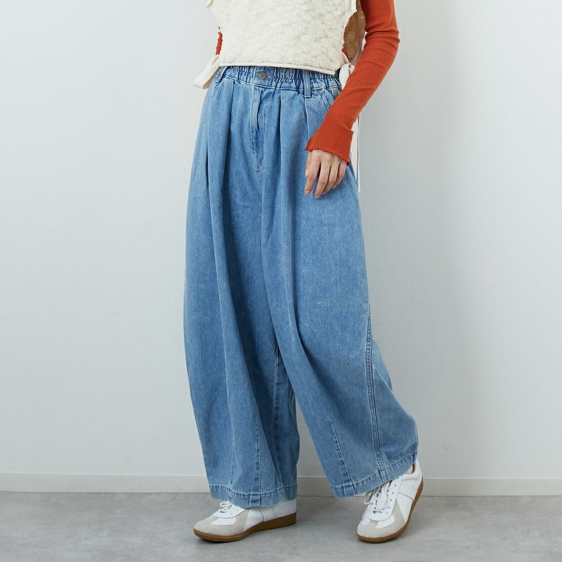 HARVESTY [ハーベスティ] デニムサーカスパンツ [A11801] 93 L.BLUE &&モデル身長：162cm 着用サイズ：1&&