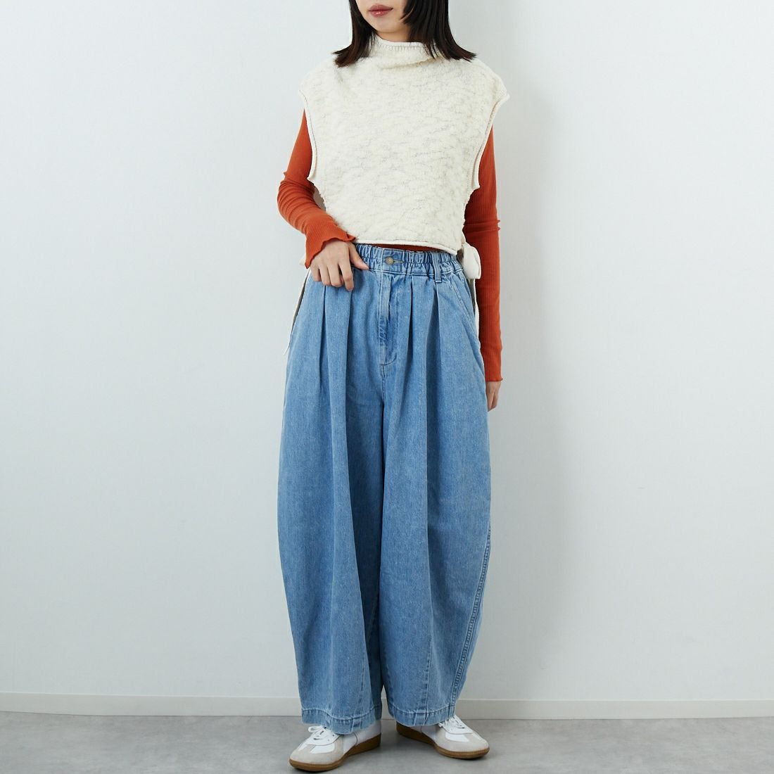 HARVESTY [ハーベスティ] デニムサーカスパンツ [A11801] 93 L.BLUE &&モデル身長：162cm 着用サイズ：1&&