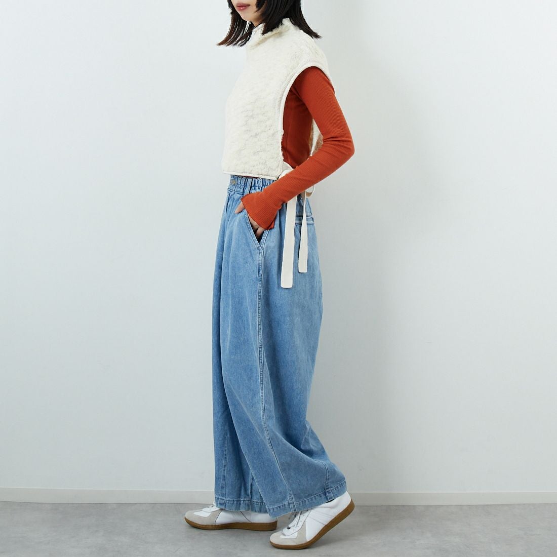 HARVESTY [ハーベスティ] デニムサーカスパンツ [A11801] 93 L.BLUE &&モデル身長：162cm 着用サイズ：1&&