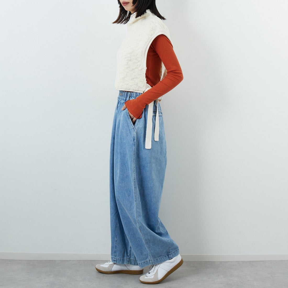 HARVESTY [ハーベスティ] デニムサーカスパンツ [A11801] 93 L.BLUE &&モデル身長：162cm 着用サイズ：1&&