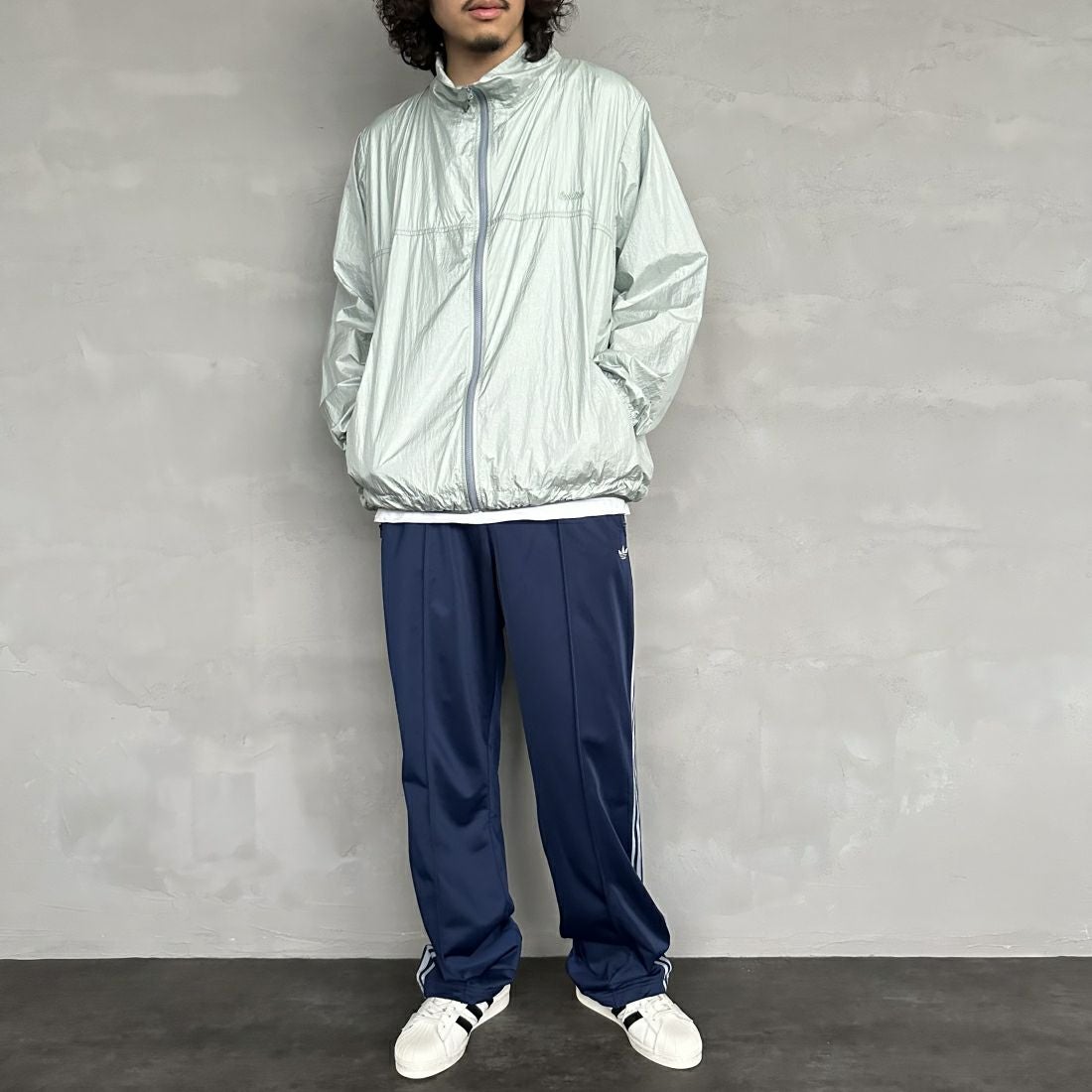 frostline [フロストライン] 別注 フルジップジャケット [FL1-JK-IN4-JF] LT.BLUE&&モデル身長：173cm 着用サイズ：L&&