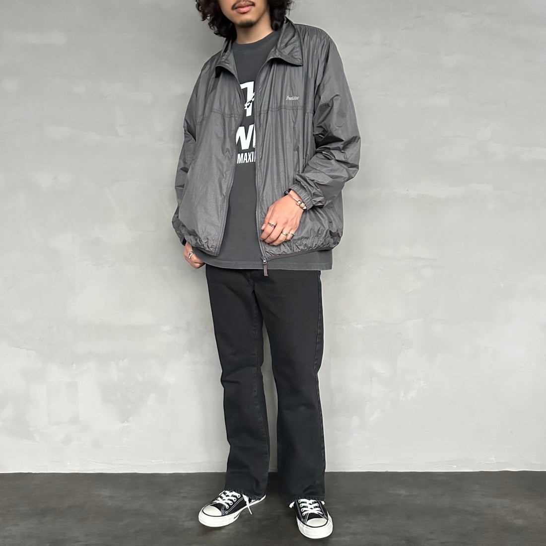 frostline [フロストライン] 別注 フルジップジャケット [FL1-JK-IN4-JF] CHARCOAL&&モデル身長：173cm 着用サイズ：M&&
