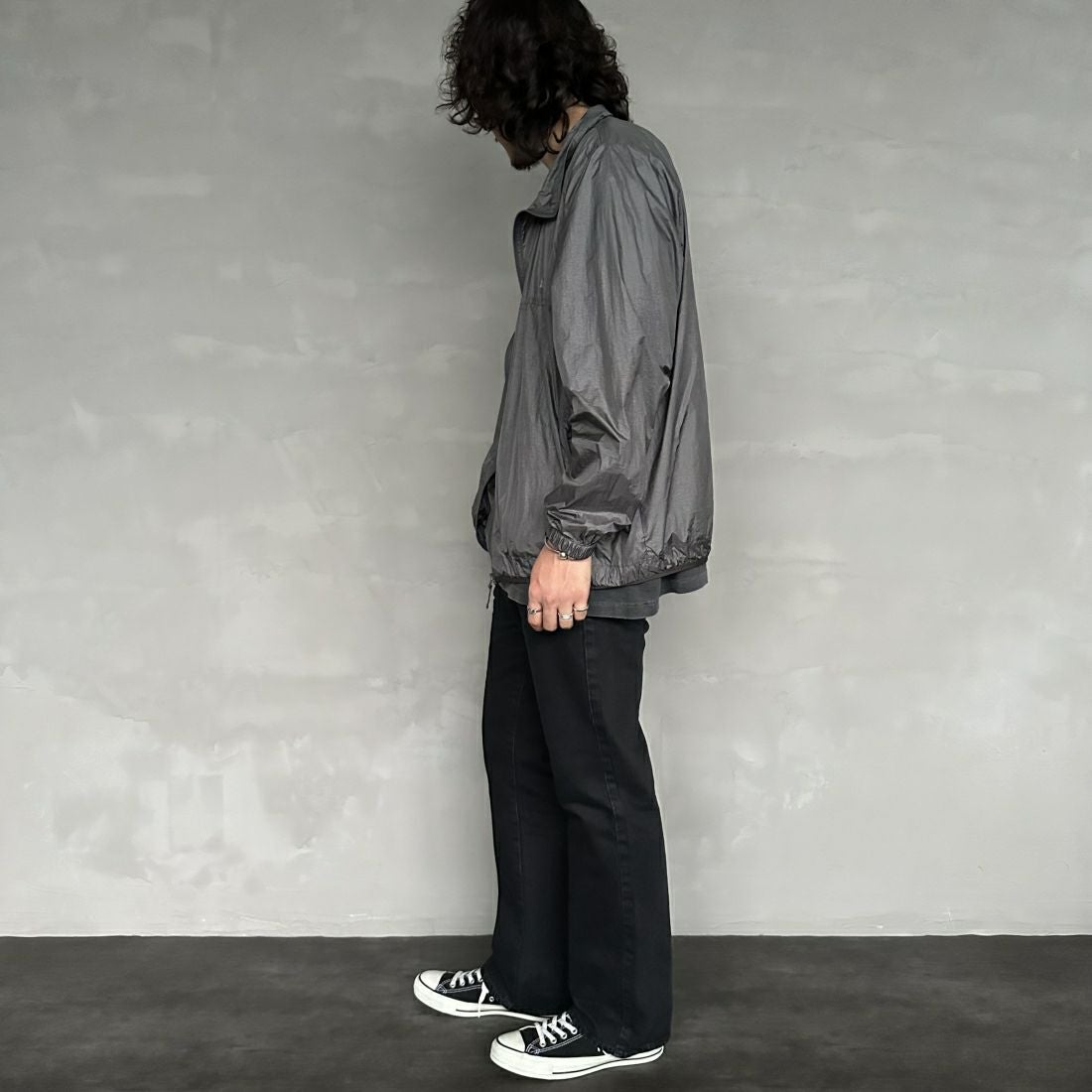 frostline [フロストライン] 別注 フルジップジャケット [FL1-JK-IN4-JF] CHARCOAL&&モデル身長：173cm 着用サイズ：M&&