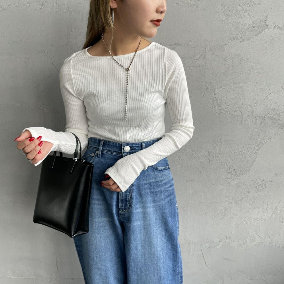 O.WHITE&&モデル身長：156cm 着用サイズ：0&&