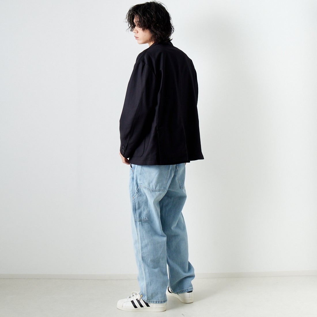 Noir Fabrik [ヌワールファブリック] ワイドジャケット [NF-241-018] BLACK ST &&モデル身長：182cm 着用サイズ：M&&