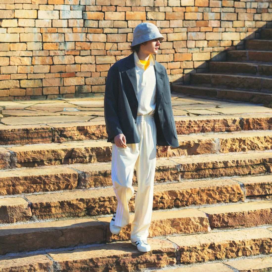 Noir Fabrik [ヌワールファブリック] ワイドジャケット [NF-241-018] BLACK ST &&モデル身長：180cm 着用サイズ：L&&