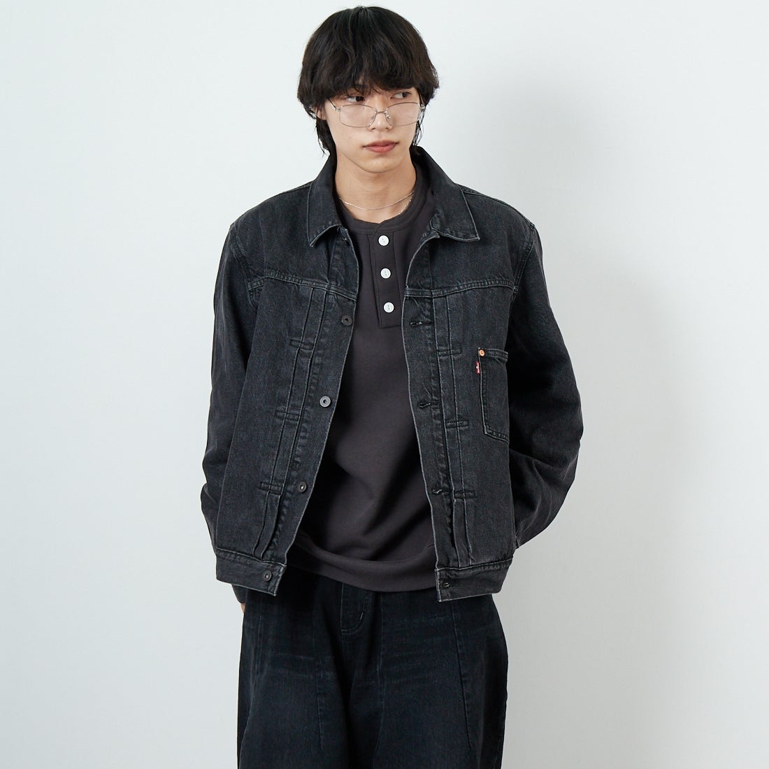 LEVI'S [リーバイス] TYPE1 トラッカージャケット [A3174-00] 00 MIDNIGH &&モデル身長：179cm 着用サイズ：L&&
