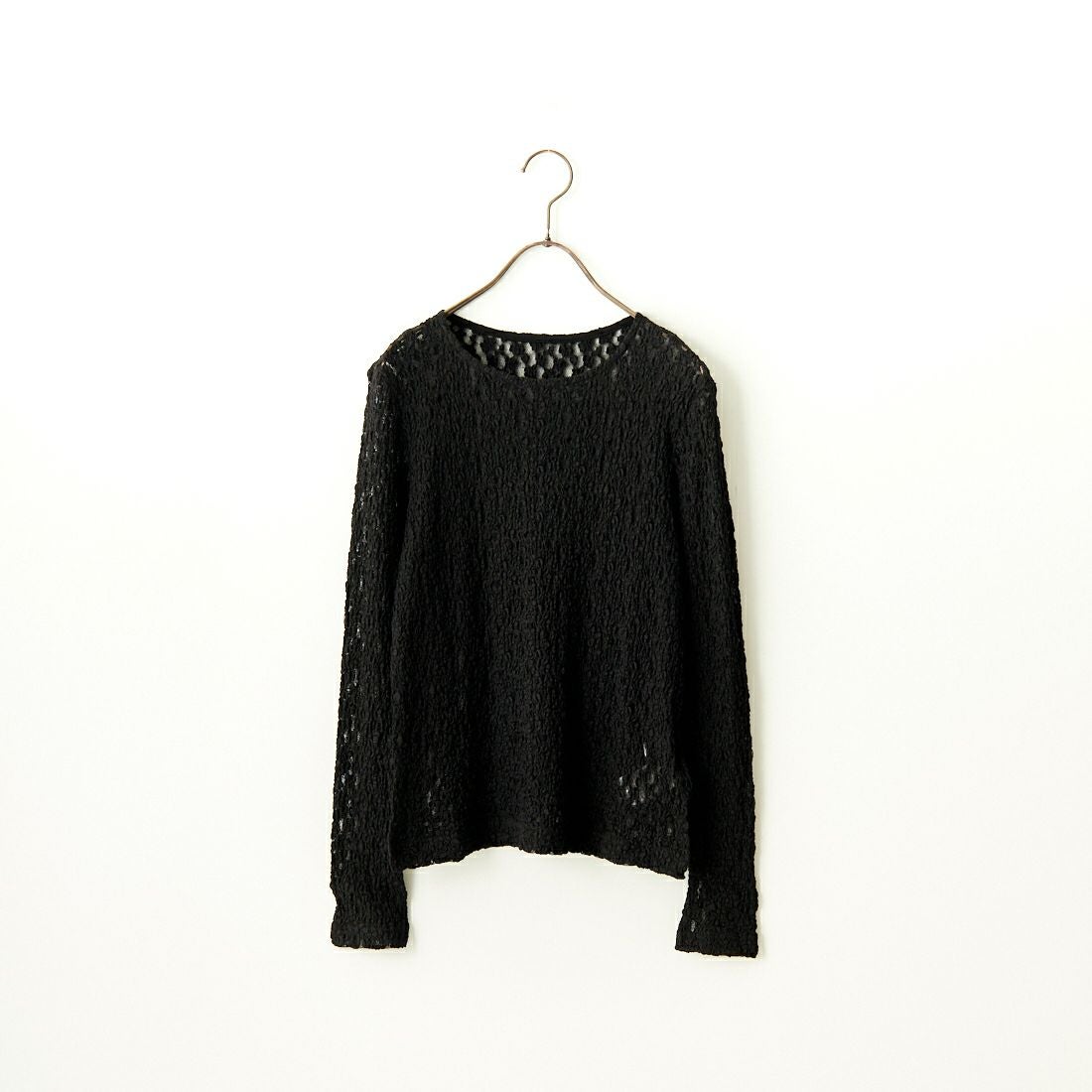 Jeans Factory Clothes [ジーンズファクトリークローズ] レース柄クルーネックシアーカットソー [21241058] 004 ﾌﾞﾗｯｸ