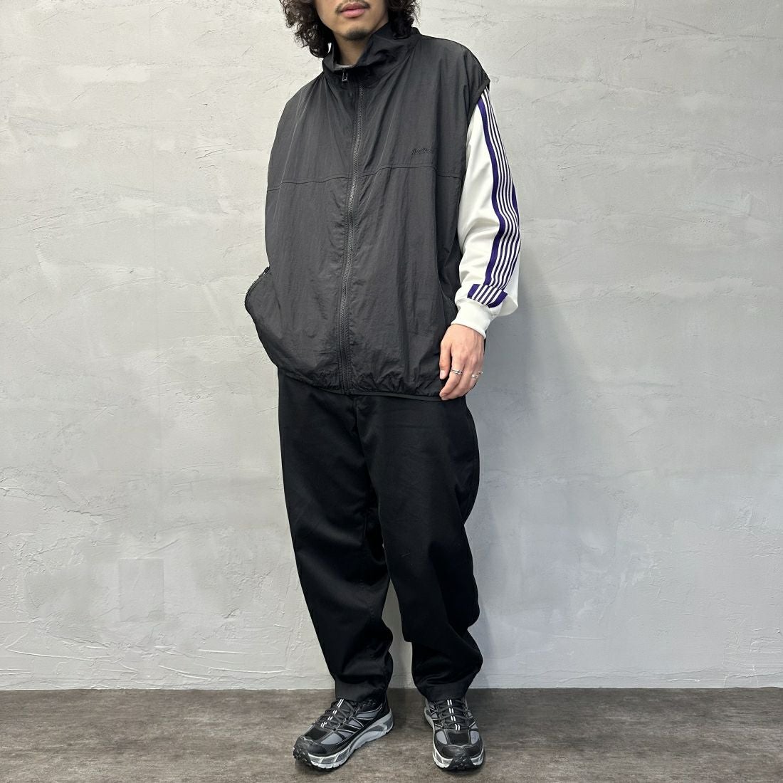 frostline [フロストライン] 別注 ナイロンベスト [FL6-VT-IN4-JF] BLACK &&モデル身長：173cm 着用サイズ：XL&&