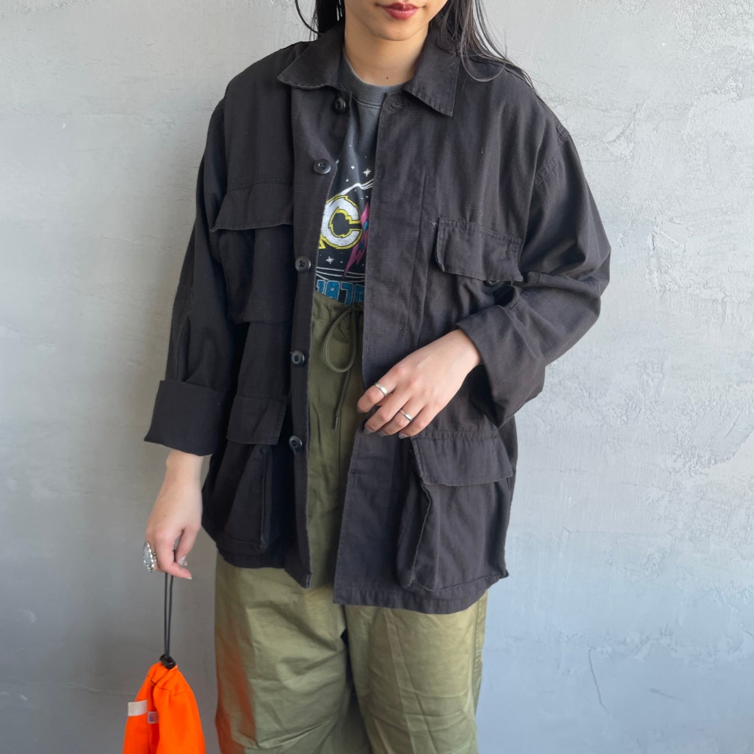 ROTHCO [ロスコ] BDU シャツジャケット [BDSH]BLACK&&モデル身長：156cm　着用サイズ：S&&