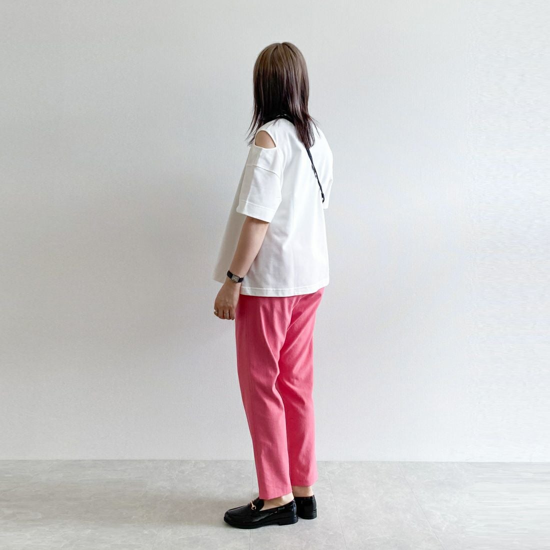 Jeans Factory Clothes [ジーンズファクトリークローズ] シェルタリングドライイージーテーパードパンツ [21241053] 014 ﾋﾟﾝｸ &&モデル身長：165cm 着用サイズ：38&&