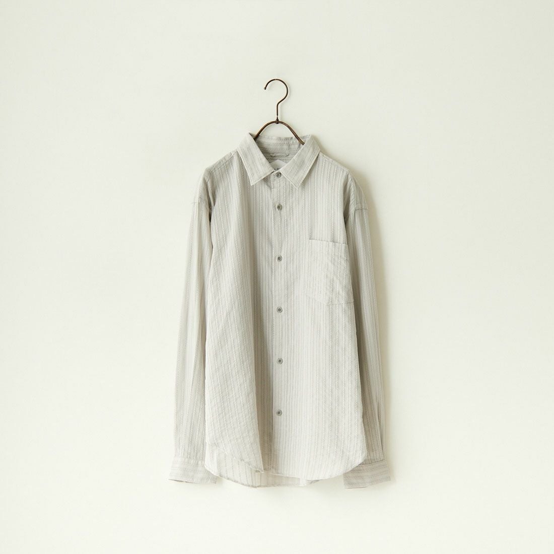 Noir Fabrik [ヌワールファブリック] カラミストライプ ロングスリーブ レギュラーカラーシャツ [JFCM-PS42-01] GREY
