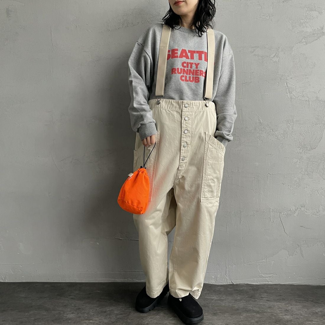 HARVESTY [ハーベスティ] サスペンダーガーデンパンツ [A12402] 31 IVORY&&モデル身長：160cm　着用サイズ：1&&