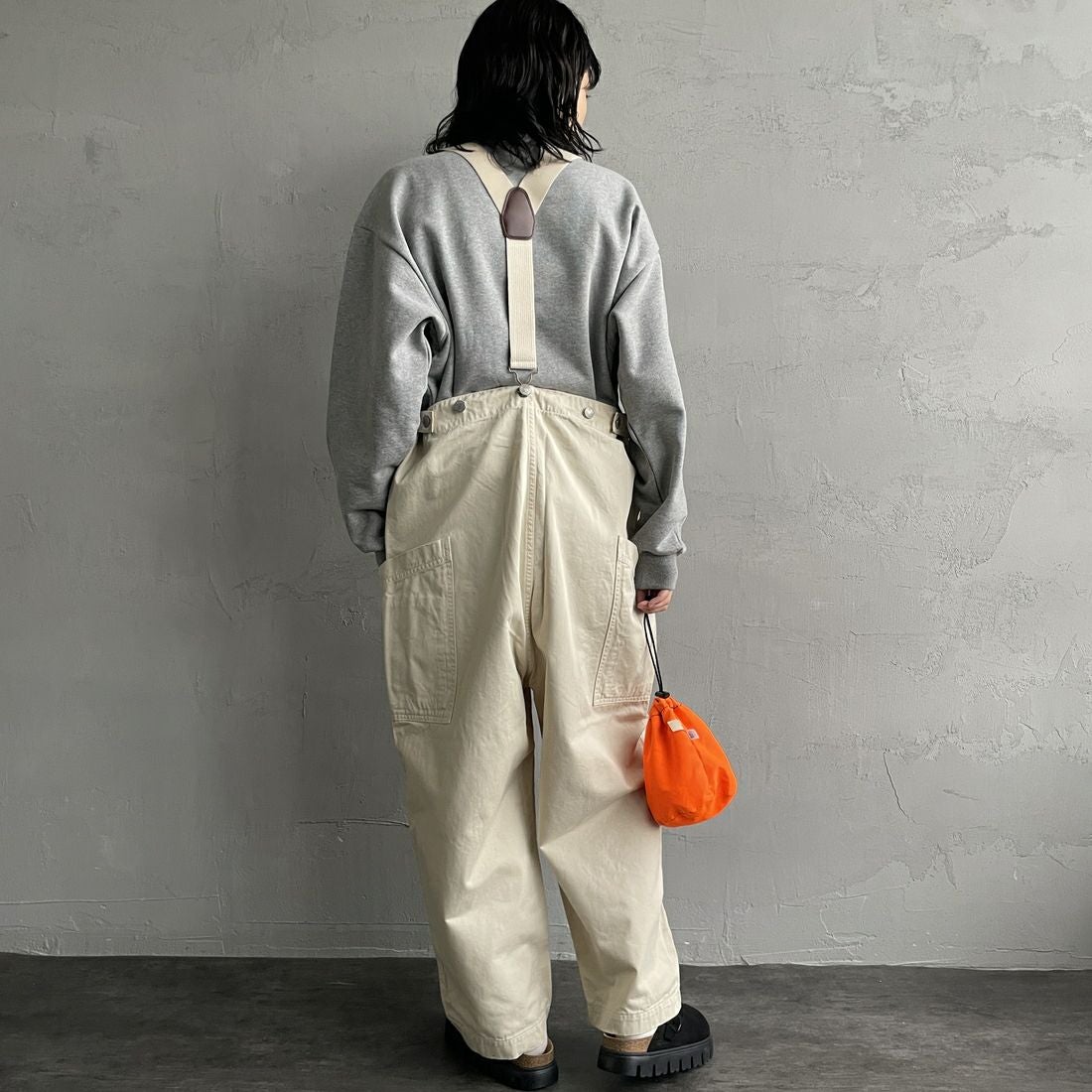 HARVESTY [ハーベスティ] サスペンダーガーデンパンツ [A12402] 31 IVORY&&モデル身長：160cm　着用サイズ：1&&