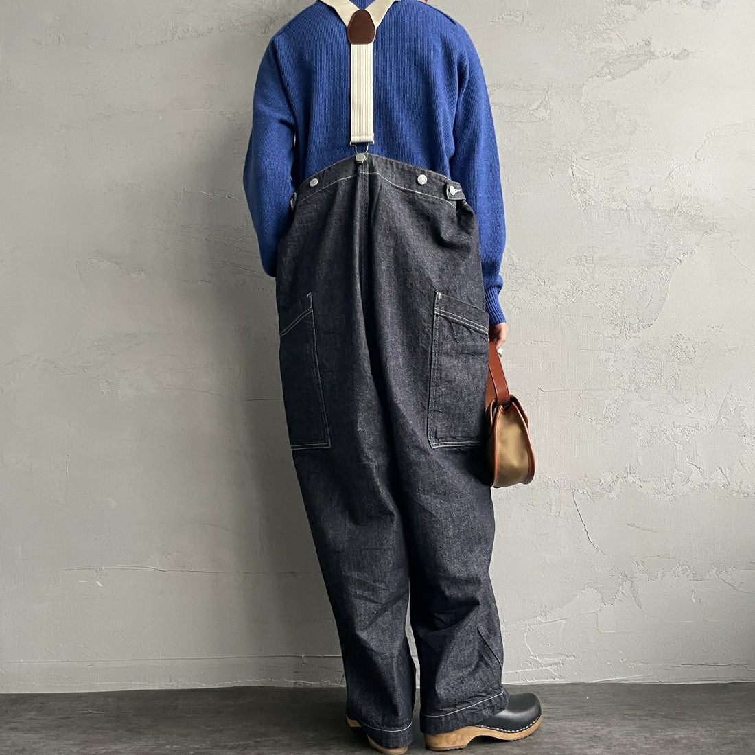 HARVESTY [ハーベスティ] サスペンダーガーデンパンツ [A12401] 98 ONEWASH&&モデル身長：158cm 着用サイズ：1&&