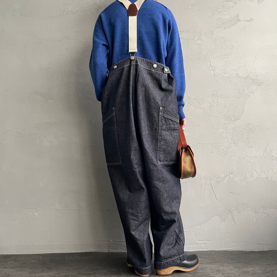 HARVESTY [ハーベスティ] サスペンダーガーデンパンツ [A12401] 98 ONEWASH&&モデル身長：158cm 着用サイズ：1&&