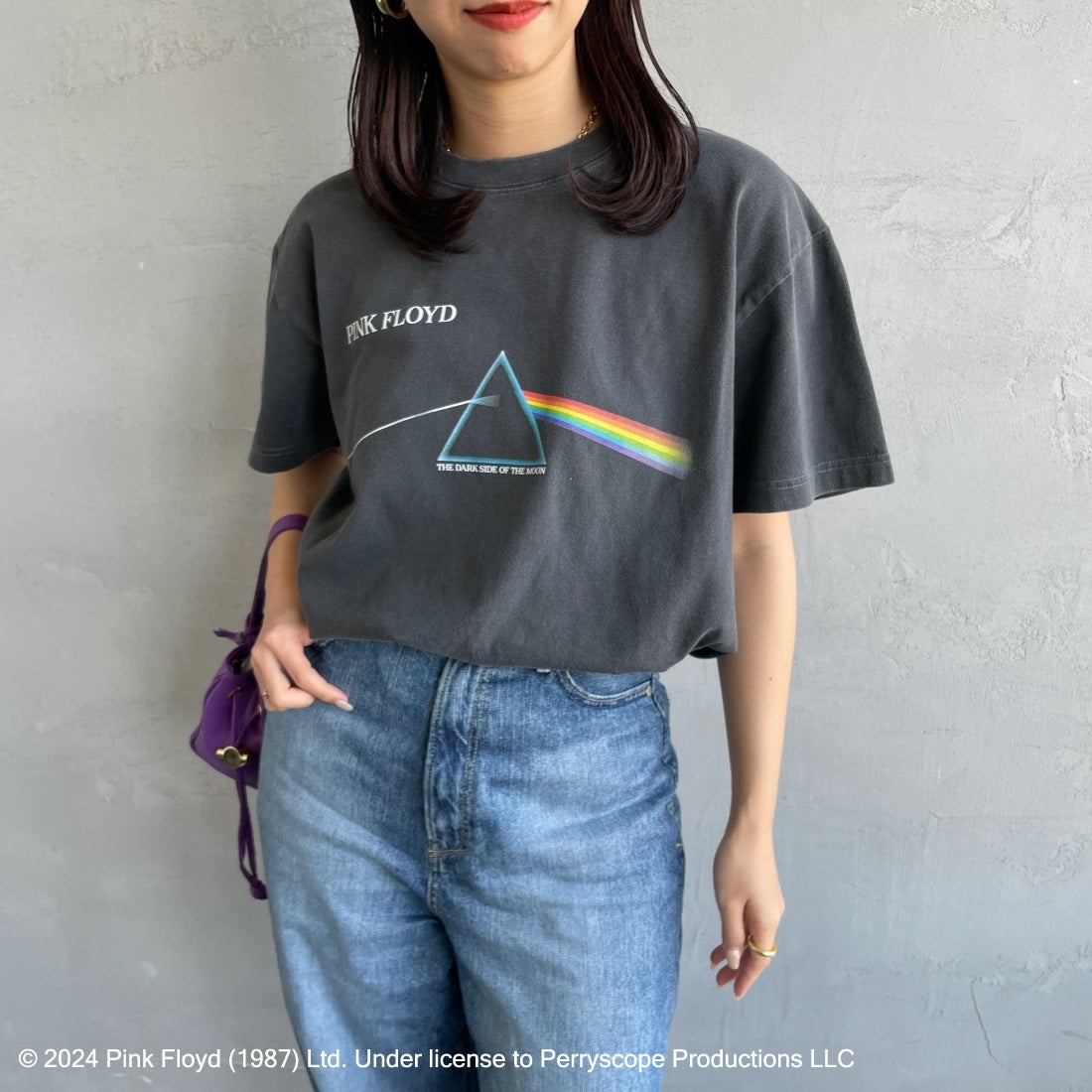 GOOD ROCK SPEED [グッドロックスピード] 別注 PINK FLOYD ロックプリントTシャツ [INTN-007-JF] CHARCOAL&&モデル身長：163cm　着用サイズ：F&&