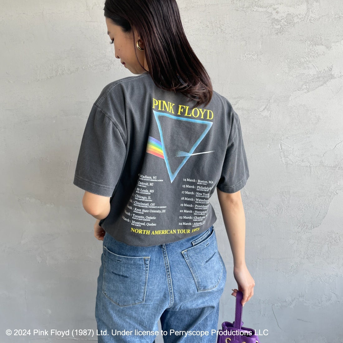 GOOD ROCK SPEED [グッドロックスピード] 別注 PINK FLOYD ロックプリントTシャツ [INTN-007-JF] CHARCOAL&&モデル身長：163cm　着用サイズ：F&&