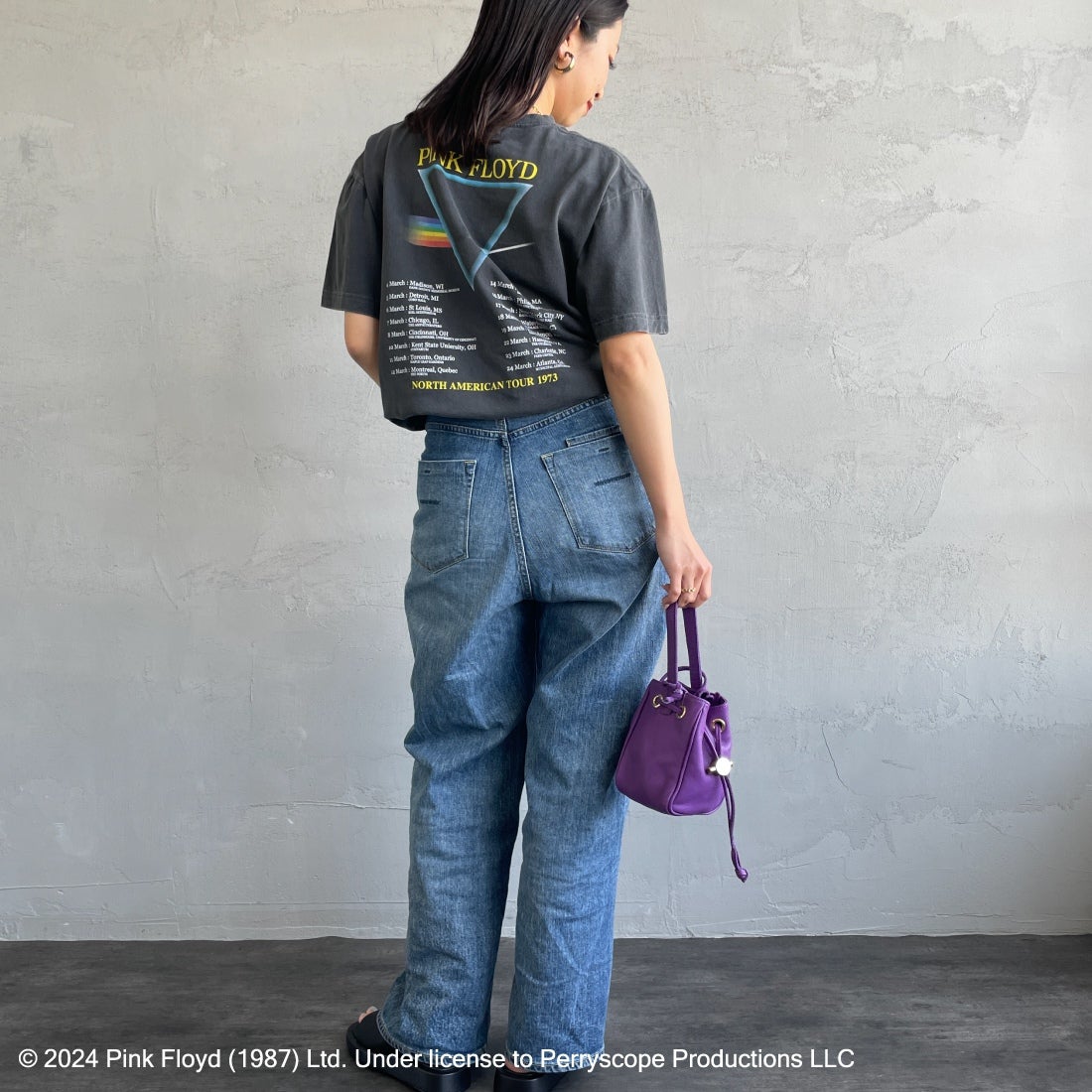 GOOD ROCK SPEED [グッドロックスピード] 別注 PINK FLOYD ロックプリントTシャツ [INTN-007-JF] CHARCOAL&&モデル身長：163cm　着用サイズ：F&&