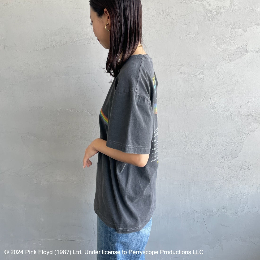 GOOD ROCK SPEED [グッドロックスピード] 別注 PINK FLOYD ロックプリントTシャツ [INTN-007-JF] CHARCOAL&&モデル身長：163cm　着用サイズ：F&&