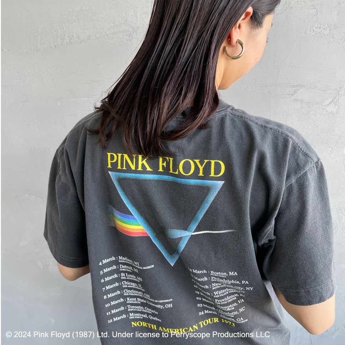 GOOD ROCK SPEED [グッドロックスピード] 別注 PINK FLOYD ロックプリントTシャツ [INTN-007-JF] CHARCOAL&&モデル身長：163cm　着用サイズ：F&&