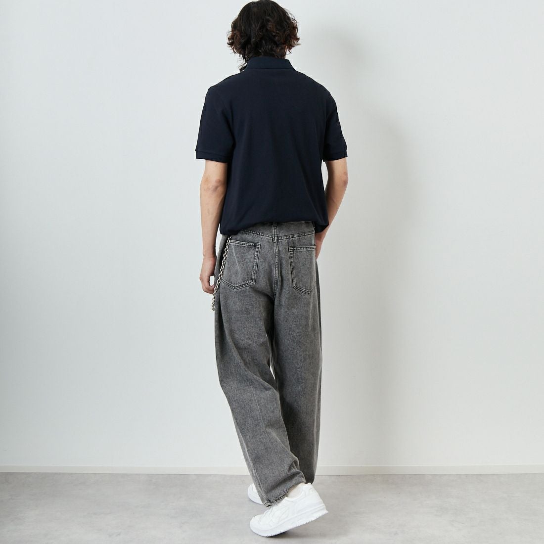 FRED PERRY [フレッドペリー] 鹿の子ポロシャツ [M6000] 608 NAVY&&モデル身長：179cm 着用サイズ：L&&